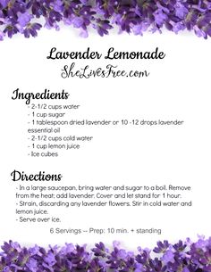 lavender lemonade recipe with instructions on how to make it in the microwave or oven