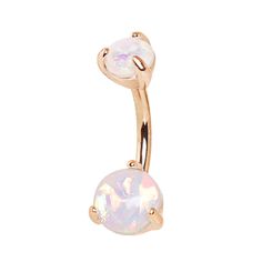 PRICES MAY VARY. STYLE: Rose Gold Plated White Synthetic Opal Belly Button Ring MATERIAL: rose gold plated 316L stainless steel, zinc alloy, and synthetic opals GAUGE/BAR THICKNESS: 14GA (1.6mm) BARBELL LENGTH: 3/8" (10mm) Opal Belly Ring, Pregnancy Belly Rings, Button Piercing, Belly Bar, Cartilage Jewelry, Navel Jewelry, Belly Jewelry, Belly Bars, Dallas Fashion