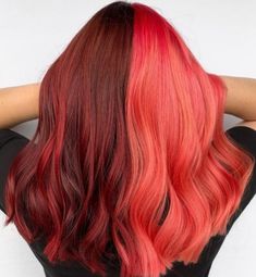 Multi Red Hair Color Ideas Half Red Hair, Velvet Red Hair, Hairstylist Inspiration, Fire Red Hair, Red Hair Color Ideas, Dark Red Hair Color, Short Red Hair, Arctic Fox Hair Color