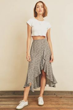 Floral Print Maxi Skirt, Ruffle Maxi Skirt, Ruffle Hem Skirt, Print Maxi Skirt, Printed Maxi Skirts, Floral Print Maxi, Hem Skirt, Outfits Winter, Summer Skirts