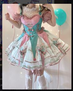 Clown Outfit Aesthetic Drawing, Pink Clown Dress, Kawaii Clown Outfit, Clown Outfit Inspiration, Pink Clowncore Outfit, Female Clown Outfit, Cute Clown Clothes, Circus Outfits Women, Ice Cream Inspired Outfit