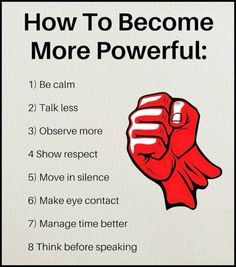 a poster with the words how to become more powerful written in black and red on it