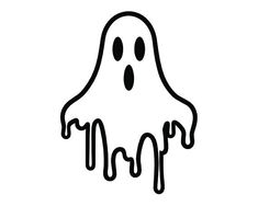 a black and white drawing of a ghost with dripping liquid on it's face