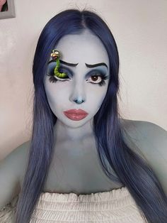 #corpesbride #emily #makeup #halloween #cosplay Emily And Sally Costume, Halloween Makeup Movie Character, Emily From Corpse Bride Costumes, Emily Costume Corpse Bride, Emily Corpse Bride Cosplay, Stitch Makeup Disney, Emily Halloween Costume, The Corpse Bride Cosplay, Sally Makeup Halloween