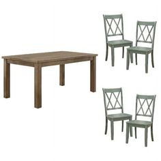 four chairs and a table are shown in three different positions, including one for the dining room