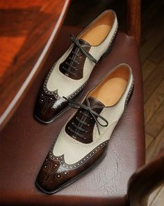 Handmade Spectators Oxford Brown White Dress Lace up Wingtip Shoes on Storenvy White Dress Lace, Spectator Shoes, Quality Leather Boots, Wingtip Shoes, Custom Design Shoes, Brown Oxfords, Leather Dress Shoes, Mens Casual Outfits, Lace White Dress