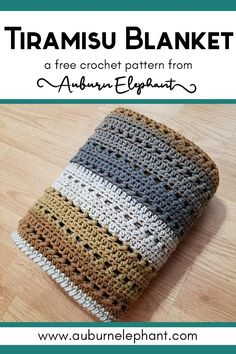 there is a crochet blanket on the floor with text overlay that says,'free crochet pattern from auburn elephant '