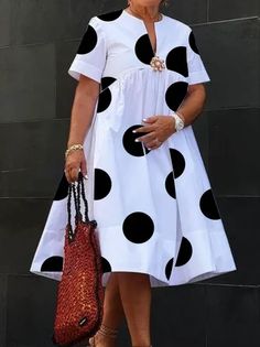 Dream Clothes Summer, Outfits For Short Women Curvy, Nigeria Dress, Facinator Hats, Inexpensive Dresses, Loose Midi Dress, Summer Dressing, Polka Dot Maxi Dresses, Midi Sundress