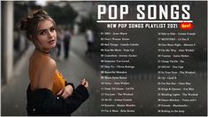 a woman standing in front of a poster with the words pop songs new pop - song playlist 2012