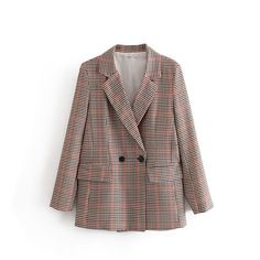 Designer One Button Tartan Plaid Womens Checked Blazer Jacket Colored Weave, Slim Blazer, Casual Blazer Women, Elegant Coats, Maxi Dresses Fall, Checked Blazer, Coffee Brown, Casual Blazer, Mid Length Dresses