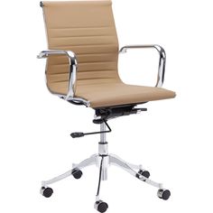 an office chair with wheels and leather seat