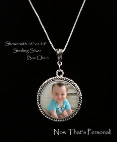 "NOW OFFERING FREE SHIPPING ON MOST ITEMS! ❤️ BEST GIFT EVER ❤️ ♥ Photo Necklace, Photo Pendant, Custom Photo Jewelry, Personalized Keepsake Jewelry, Your photo on a necklace, custom photo necklace - Sterling ♥ * This listing is for a ONE image item. Image on the front with a metal backing Your special photos, Baby pictures, wedding photos, pet portraits etc. on a beautiful setting safely secured behind glass. How to order: 1. Purchase this listing 2. Send me a message here on Etsy. In the messa Cheap Personalized Jewelry For Keepsake, Affordable Round Keepsake Jewelry, Cheap Personalized Jewelry For Keepsakes, Necklace Photo, Best Gift Ever, Pictures Wedding, Trending Necklaces, Photo Necklace, Photo Pendant