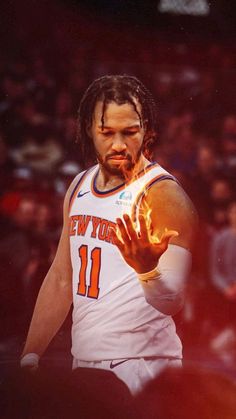 NBA basketball wallpaper background aesthetic of New York Knicks star Jalen Brunson Jalen Brunson Wallpaper, Knicks Wallpaper, Nyc Aesthetic Wallpaper, Nba Moments, Basketball Wallpapers, Jalen Brunson, Basketball Background, Knicks Basketball, Ny Knicks