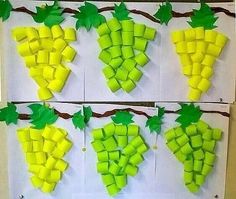 the grapes are cut into squares to make them look like they have green leaves on them