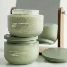 Avocado Ice Cream Body Scrub 8.82 oz Ingredients Disodium EDTA, Imidazolidinyl Urea, Ethylhexyl Palmitate, Glyceryl Stearate, Cetearyl Alcohol, Beeswax, CI 19140, Sodium Hyaluronate, Water, Carbomer, PEG-100 Stearate, Ethylhexylglycerin, Glycerin, Sodium Hyaluronate Crosspolymer Total 1 Jar WARRANTY:  This item has a 30-day warranty If you do not like your item  Please return within 30 days to  sender's address for a full refund SHIPPING:  Shipped within 1 business day  FREE SHIPPING Moisturizing Body Scrub, Avocado Ice Cream, Silky Smooth Skin, N C, Aesthetic Skincare, Pretty Skin Care, I N, Skin Care Brands, Body Skin Care Routine