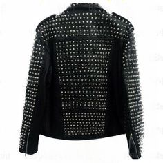 New Handmade Men's Black Full Silver Spiked Studded Brando Cowhide Leather Jacket on Storenvy Studded Jacket, Workout Jacket, Beautiful Fashion, Cowhide Leather, Leather Handmade, All Over The World, Inside Pocket, Small Businesses, Leather Jacket