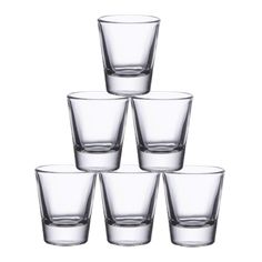 six glasses are stacked on top of each other