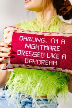 Beautifully made needlepoint pillows from Furbish Studio are one of the best gifts for a Taylor Swift fan. Dressed Like A Daydream, Furbish Studio, Needlepoint Pillow, Small Pillow, Trendy Home Decor, Needlepoint Pillows, Pillow Fabric, Small Pillows, The Grove