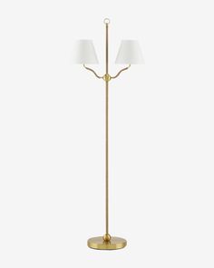 a floor lamp with two lamps on each side and one light on the opposite side