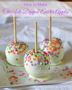 chocolate dipped easter eggs with sprinkles on a plate