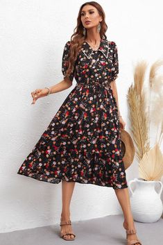 Looking for the hottest trends in clothing & accessories? Check out this Floral Collared Neck Puff Sleeve Dress from Trendsi at https://www.flyclothing.com/products/floral-collared-neck-puff-sleeve-dress. New items every day.  Celebrating 20+ years in business! #fashionista #ootd #styleInspo #streetStyle #flyclothing #fashionTrends #fashionLovers #smallbusiness #westernapparel #westernclothing #womensclothing