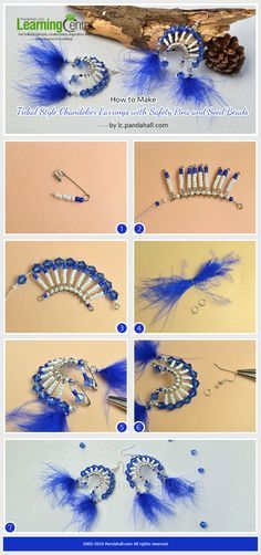 the instructions for how to make a feathered headband with beads and feathers on it