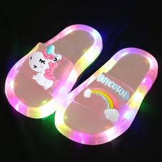 Unicorn Slippers, Toddler Slippers, Animal Slippers, Light Up Shoes, Animal Print Shoes, Rainbow Light, Kids Slippers, Baby Slippers, Slippers For Girls