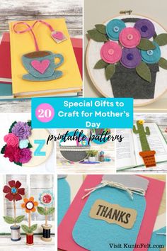 some crafts that are on display with the words, special gifts to craft for mother's day