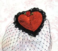 Heart Fascinator Heart Fascinator, Black Russian, Sweet Flowers, Heart Valentines, Birdcage Veil, Red Sequin, Valentine's Day Diy