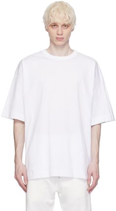 White Dropped Shoulders T-Shirt by Dries Van Noten on Sale T Shirt Model, Shirt Model, Clothing Essentials, Knit Crewneck, Dries Van Noten, White Shop, White T Shirt, White T, Jersey T Shirt