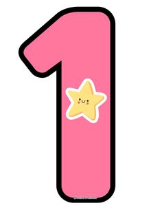 a pink number one with a smiling star on it