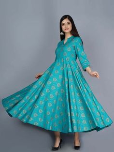 Sizes: To Fit Bust(in inches): S(34), M(36), L(38), XL(40), 2XL(42), 3XL(44) Length: 50inches PRODUCT DETAILS Color: green Ethnic motifs embroidered Keyhole neck Three-quarter, flared sleeves Anarkali shape with empire style Zari detail Ankle length with flared hem Material & Care Viscose rayon Dry Clean Complete The Look You'll love the elegant design and fit of this stunning kurta from Vitans. Dress up for your next family event by pairing this piece with your best Kolhapuris and simple jewelr Full Length Festive Kurta, Ankle-length Fitted Kurta With Printed Motifs, Fitted Ankle-length Kurta With Printed Motifs, Anarkali Kurta With Block Print And Long Sleeves, Fitted Block Print Kurta For Festive Occasions, Festive Fitted Kurta With Block Print, Designer Fitted Ankle-length Kurta, Festive Ankle-length Block Print Dresses, Block Print Anarkali With Long Sleeves