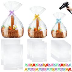 PRICES MAY VARY. 3 Size Basket Wrapping Bags: you will receive 40 pieces of shrink wrap bags in 3 sizes(basket is not included), namely 35 pieces in approx. 35 x 45 cm/ 13.8 x 17.7 inches, 3 pieces in about 40 x 60 cm/ 15.8 x 23.6 inches and 2 pieces in around 50 x 70 cm/ 19.7 x 27.6 inches, coupled with 60 pieces of pull bow in 6 colors, diverse size and multiple colors to meet your daily use or party needs; Please confirm the size before purchasing Extensive Usage: with a diverse size and reli Bows For Presents, Heat Shrink Wrap, Easter Party Favor, Pull Bows, Basket Bags, Easter Gift Baskets, Heat Shrink, Easter Candy, Party Needs