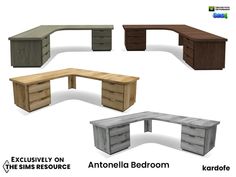 an assortment of desks with different styles and colors for each individual to choose from