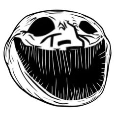 a black and white drawing of a pumpkin with an evil face on it's side