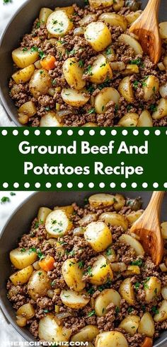 ground beef and potatoes recipe in a pan