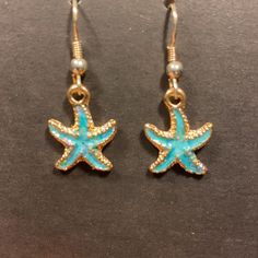 New Handmade Starfish Earrings. Coconut Girl Earrings, Adjustable Blue Starfish Jewelry, Adjustable Blue Jewelry With Starfish Charm, Nickel-free Star-shaped Ocean-inspired Jewelry, Blue Starfish Jewelry For Beach, Blue Starfish Beach Jewelry, Blue Star Charm Drop Earrings, Blue Star Charm Dangle Earrings, Nickel-free Starfish Earrings Ocean-inspired