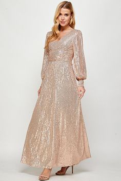 Nothing says that it's your special day better than this rose gold number that sparkles in sequins from head to! We especially love accentuated waistline and long sleeves with the tailored wristband. Wear for your baby shower, sprinkle, wedding guest, holiday party and is ideal for all trimesters into postpartum. Rose Gold Sizing: S (0-4), M (6-10), L (12-16) Questions? Use the chat icon to connect with a stylist! Gold Long Sleeve Sequin Prom Dress, Holiday Wedding Sequin Shimmer Dress, Long Sleeve Sparkling Sequin Dress For Gala, Long Sleeve Sequin Glitter Dress For Prom, Glamorous Champagne Sequin Long Sleeve Dress, Gold Long Sleeve Sequin Dress For Wedding, Champagne Long Sleeve Sequin Dress, Pink Long Sleeve Sequin Dress For Wedding, Sequin Dress With Glitter For Wedding And Prom Season