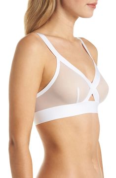 Sheer mesh sets the super-smooth foundation of this everyday V-neck bra further flattered by a sleek cutout and a flush underband. Style Name:Dkny Sheers Wireless Bralette. Style Number: 5552947. Sheer Full Coverage Stretch Bra, Modern Seamless Bra, Stretch Mesh Bra With Mesh Back, Seamless Full Coverage Mesh Bra, Low-cut Nylon Bra With Built-in Support, Stretch Mesh Sports Bra With Removable Pads, Mesh Sports Bra With Removable Pads, Bralette, Foundation