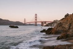 the golden gate bridge as seen from the beach