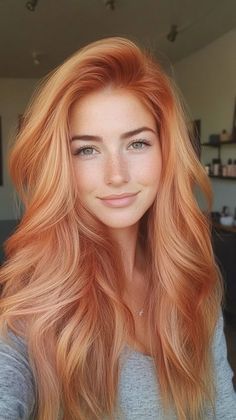 #BEAUTY ,#REALATIONSHIPS #Fashion #Outfits #Winter Outfits #Animals Hair Color Amber Blonde, Bright Copper Hair, Blond Rose, Peach Hair Colors, Peach Hair, Red To Blonde, Ginger Hair Color, Copper Hair Color, Pretty Hair Color