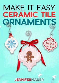 the cover of make it easy ceramic tile ornaments, featuring a gingerbread ornament