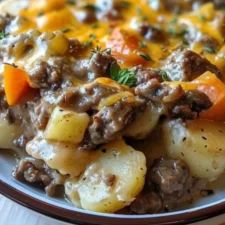 a close up of a plate of food with meat and vegetables on it, including potatoes