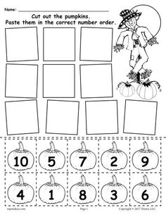 a worksheet with pumpkins and numbers on it