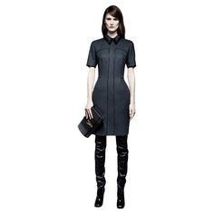 Stefano Pilati for Yves Saint Laurent Pre-Fall 2012 Brand New Without Tags Charcoal Wool Dress Lamb Leather Piping and Collar Zips Up the Back French 38 Bust: 36" Waist: 32" Hip: 34" Length: 36.5" Fabric: 97% Wool, 3% Elastane; Lining 100% Lamb Leather Yves Saint Laurent Haute Couture Evening Dresses, Ysl Dress Saint Laurent, Yves Saint Laurent Ready To Wear, Saint Laurent Dress Runway, Yves Saint Laurent Black Dress, Italian Dress, Cashmere Dress, Trapeze Dress, Couture Mode