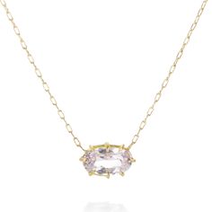 Rosanne Pugliese Mini Kunzite Pendant  | Quadrum Gallery Gold Chain Pendant, Gem Pendant, Crystal Castle, Yellow Gold Necklace, Sparkle Earrings, Yellow Gold Chain, A Kiss, Chain Pendant, 22k Gold