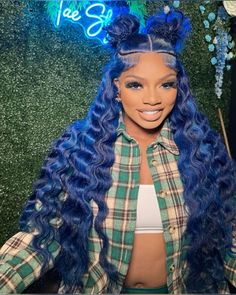 Blue Lace Front Wig, 19 Birthday, Deep Wave Human Hair, Loose Deep Wave, Birthday Hair