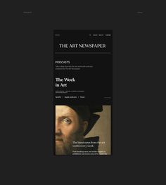 the art newspaper website homepage with an image of a man's face on it