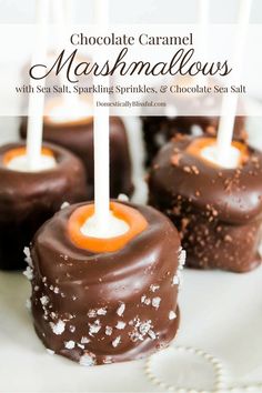 chocolate caramel marshmallows with sea salt sprinkles and chocolate sea salt