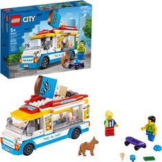 the lego city food truck is set up to look like it's going on sale